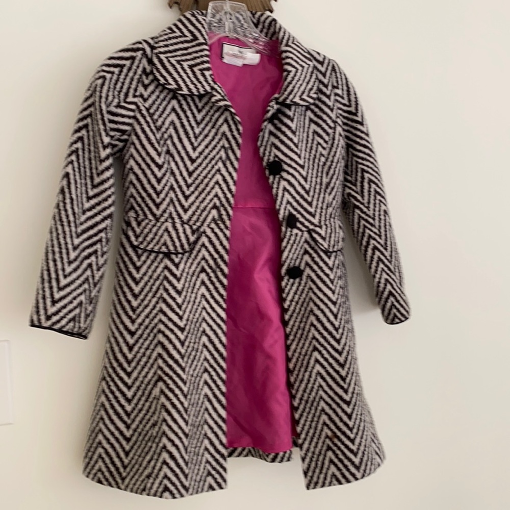 Girls Black and white pea coat size 6x